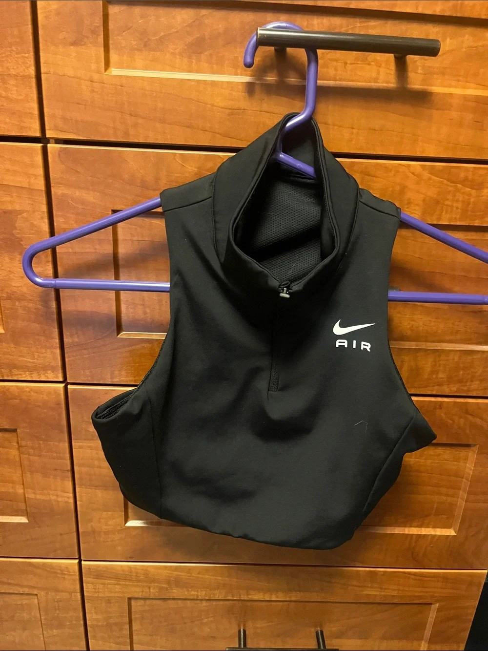 Nike Black Air Cropped Zip-Front Performance Top